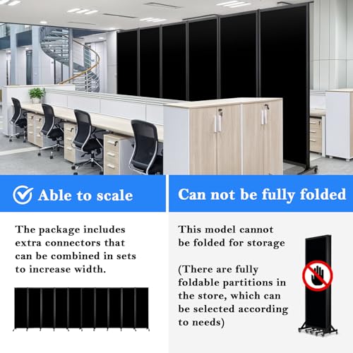 Room Partition 2.0 Upgrade Version,8'2"L* 6'7"H,4 Panel,Black - color: Black, size: 4