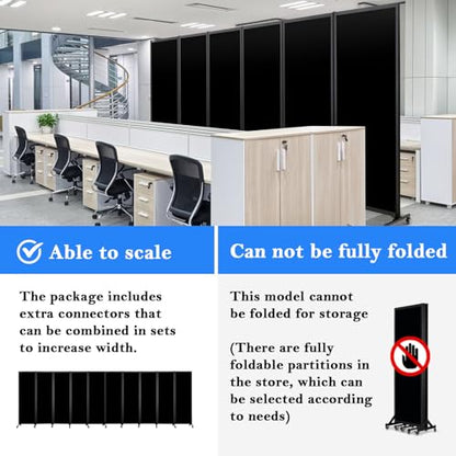 Room Partition 2.0 Upgrade Version,8'2"L* 6'7"H,4 Panel,Black - color: Black, size: 4