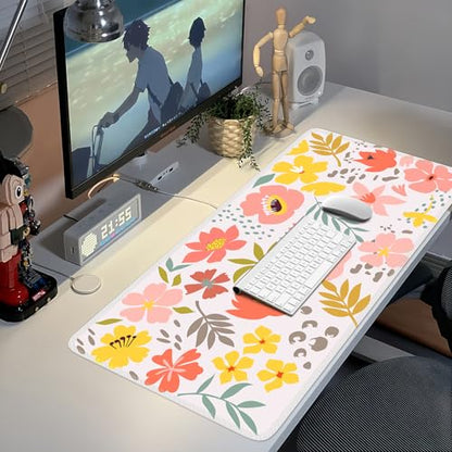 iCasso Desk Matt for Desktop,Cute Desk Pad Mat,Flowers Leaves - color: Flowers Leaves