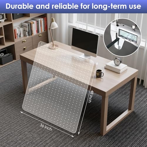 Kuyal Office Chair Mat for Carpet, 2 Pack Heavy Duty Computer Chair Mat | 36''x48'', Under Desk Protector Carpeted Clear Floors Mat, Easy Chair Movement,Ship Flat - color: Clear, size: 36" X 48" 2Pack