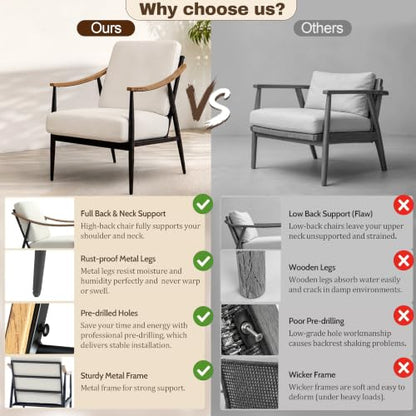 RNKSFX Modern Accent Chairs Set of 2 for Living Room Bedroom Mid Century Arm Chairs Upholstered Office Accent Chairs Comfy Waiting Room Chairs with Metal Frame, Cream White - color: Cream White