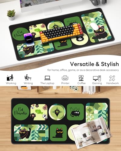 Mouse Pad 31.5x15.7in Large Desk Mat Non-Slip for Office - color: Cute Kitty, size: 31.5" x 15.7"