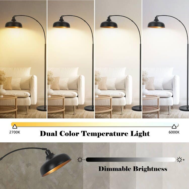 Arch Floor Lamps with Remote, Dimmable Floor Lamp 70” Black Tall Lamp - color: Black