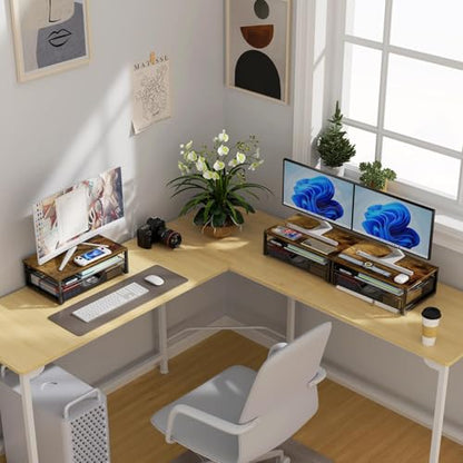 gianotter Computer Monitor Stand Riser with Drawer - color: Wood