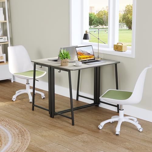 WOHOMO Folding Desk 31.5" Foldable Computer Table for Small Spaces GrayWash - color: Graywash, size: Small Size:31.5 x 15.7