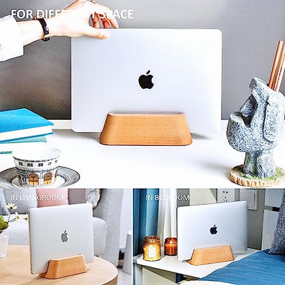ACODE Wood Vertical Laptop Stand for Desk - Compatible With MacBook Pro Air, Surfaces - Storage Rack Slot Thickness 0.59" to 0.71" - Upright Holder - color: 1 Fagus lishizhijia