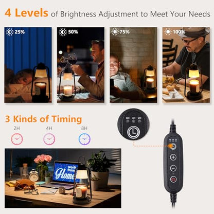 Candle Warmer Lamp with Timer Dimmer - Birthday Gifts for Women Men - color: Black Classic