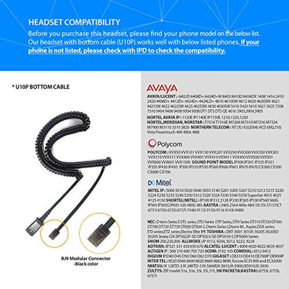 IPD IPH-160 Phone Headset with Noise Cancelling Microphone for Office and Call Center- Comapatible with Polycom VVX, Aastra,Avaya Digital, Nortel,Samsung,Mitel landline Phones. - color: 160-BL-FOAM