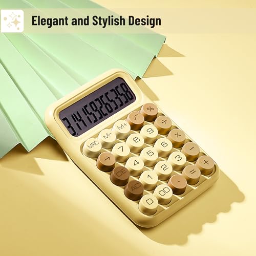 Mr. Pen- Mechanical Switch Calculator, 12 Digit Large LCD Display | Beach Sand with Big Buttons, Mechanical Switch Calculator for Home, School, Office - color: Cool Brown