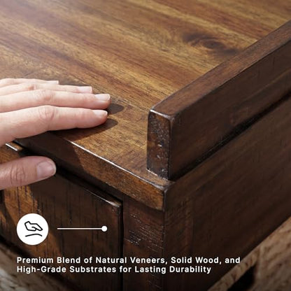 Signature Design by Ashley Rolling Printer Stand with Storage, Rustic Brown