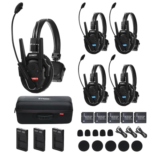 SYNCO XTalk Pro5 XPro X5 2.4GHz Wireless Headset Communication System,5Pcs | Random Master Device 500m Operating Range Real-time Monitoring AI Noise Reduction Headset for Movie Shoot Live Show - size: 5 PCS