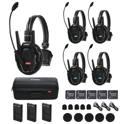 SYNCO XTalk Pro5 XPro X5 2.4GHz Wireless Headset Communication System,5Pcs | Random Master Device 500m Operating Range Real-time Monitoring AI Noise Reduction Headset for Movie Shoot Live Show - size: 5 PCS