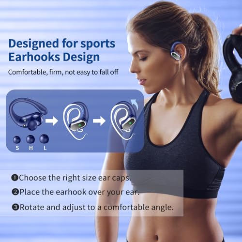 Wireless Earbuds, 2026 New Bluetooth 5.4 Headphones Sport, 60H+ HiFi Stereo - color: comb navy blue