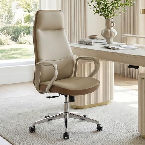 EUREKA ERGONOMIC Clara Executive Office Chair, Faux Leather, Beige Brown - color: Beige-brown, size: Pack of 1