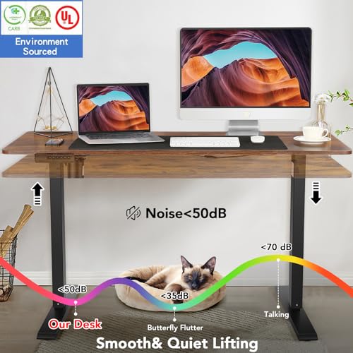 farexon 63x24In Electric Standing Desk Adjustable Height with Mouse Pad - color: Brown, size: 63 x 24''