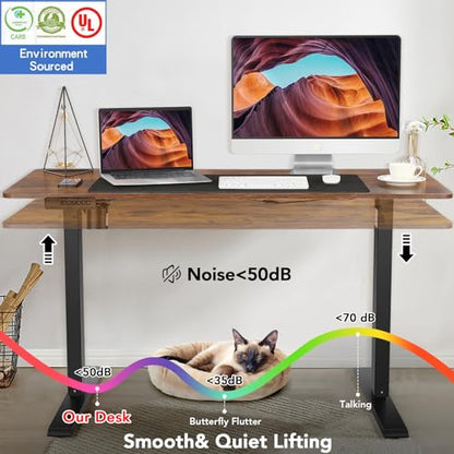 farexon 63x24In Electric Standing Desk Adjustable Height with Mouse Pad - color: Brown, size: 63 x 24''