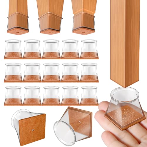 24Pcs Chair Leg Floor Protectors, Felt Furniture Caps for Hardwood Floors - color: Clear-24, size: Square-XL
