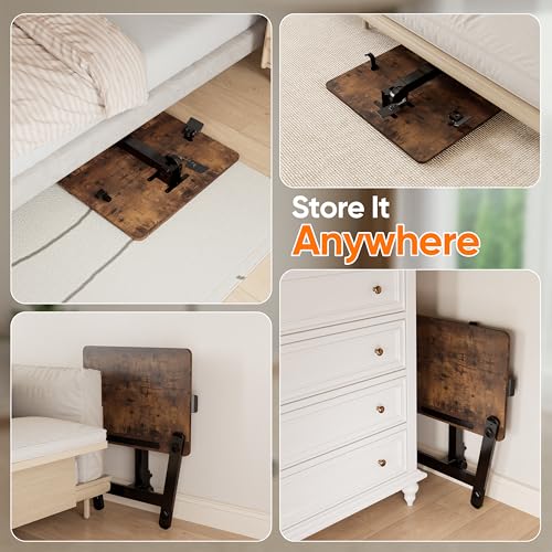 Monomi 25“ Mobile Folding Desk,Pneumatic Sit-Stand Table,No Assembly,Brown - color: Brown