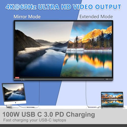 12-in-1 USB C Hub with M.2 SSD Enclosure – Expand Your Laptop with 4K/60Hz HDMI, 1Gbps Ethernet & Dual Storage (NVMe/SATA), USB 3.0/USB-C (5Gbps)–Works with MacBook Pro, Perfect for Multi-Tasking - size: 12 in 1 Support SATA & NVMe