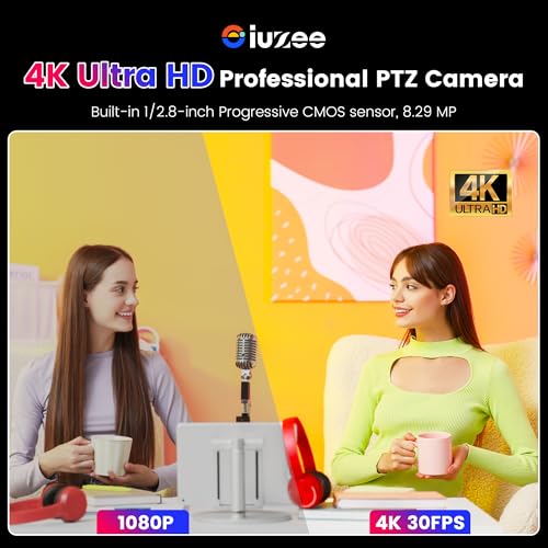 4K NDI PTZ Camera AI-Auto Tracking, 20X Optical Zoom, USB3.0/HDMI/LAN PoE, IP Live Streaming, Conference Room Camera for Church Services Education Conference Events, Work with YouTube OBS - color: inky black