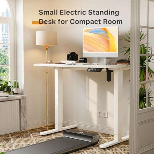 JOY worker Small Electric Standing Desk, 40" Whole Piece Height Adjustable - color: White, size: 40" * 20"