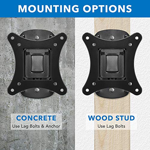 Mount-It! Small TV Wall Mount for 19–32 Inch Flat Screen TVs | Tilt and Swivel TV Wall Mount | Low Profile 2.4” Design | VESA 75x75 100x100 | Single Stud Installation | 44 lb Capacity - size: Small, style: Tilt and Swivel