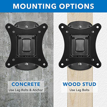 Mount-It! Small TV Wall Mount for 19–32 Inch Flat Screen TVs | Tilt and Swivel TV Wall Mount | Low Profile 2.4” Design | VESA 75x75 100x100 | Single Stud Installation | 44 lb Capacity - size: Small, style: Tilt and Swivel