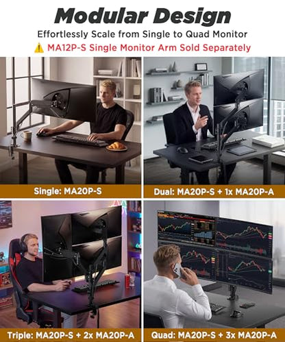 ULTRARM Extra-Tall Extension Arm Accessory for MA12P-S Do Not Use Alone - size: Extension Monitor Arm
