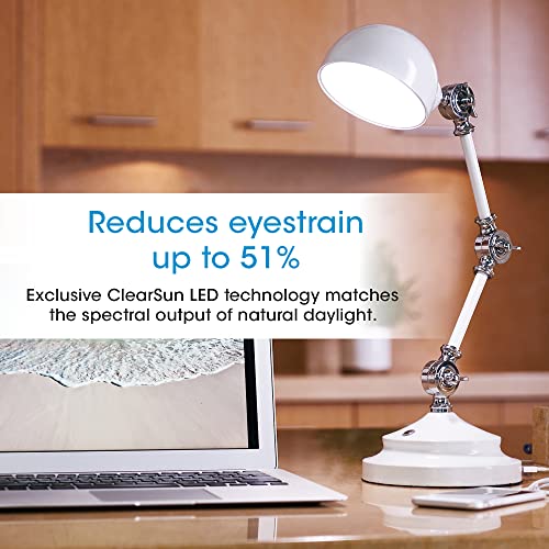 OttLite Prevention Pharmacy LED Desk Lamp with USB Charging, White