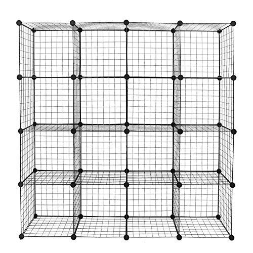 Wire Cube Storage, 16-Cube Organizer Metal, Wire C Grids Storage, Storage Bins Shelf, Modular Bookshelf, Closet Cabinet Ideal for Home, Living Room, Office