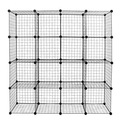 Wire Cube Storage, 16-Cube Organizer Metal, Wire C Grids Storage, Storage Bins Shelf, Modular Bookshelf, Closet Cabinet Ideal for Home, Living Room, Office