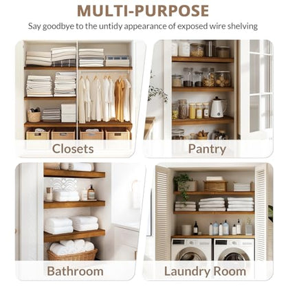 Gashell Wire Shelf Covers, Bamboo Wire Rack Covers for Pantry, Closet (4pcs, 25" W x 12" D) - size: 25"W x 12"D