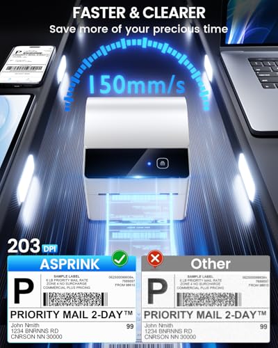 ASprink Bluetooth Thermal Label Printer with 750 Pcs Labels - color: White