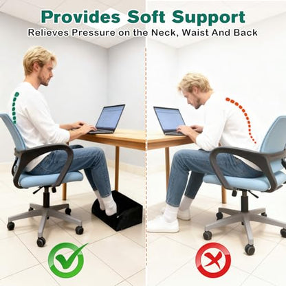 Adjustable Foot Rest Under Desk Removable Warmer Pocket Desk Foot Stool with High-Density Foam and Washable Cover Ergonomic Black Leg Rest for Home Office