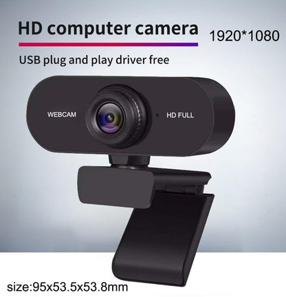 USB 1080P HD Webcam with Built-in Microphone, Rotatable Tripod, Wide-Angle Lens,Privacy Cover, Auto Light Correction, Plug & Play USB-A Webcam for Laptop, Desktop, PC, Streaming-Black