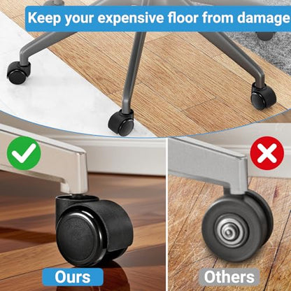 2" Office Chair Casters Wheels Heavy Duty, 5 pcs Chair Wheel Replacement | 11mm Stem Only, Won’t Work with 10mm Stems or IKEA Chairs, Silent Rubber Casters Safe for Hard Floors, Supports Up to 300 lbs