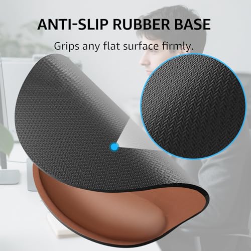 KTRIO Keyboard Wrist Rest & Mouse Pad with Wrist Rest, Coffee Brown | Memory Foam Wrist Support, Ergonomic Design, Non-Slip Base, Office and Home Use - color: Coffee Brown
