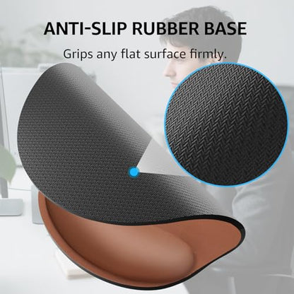KTRIO Keyboard Wrist Rest & Mouse Pad with Wrist Rest, Coffee Brown | Memory Foam Wrist Support, Ergonomic Design, Non-Slip Base, Office and Home Use - color: Coffee Brown