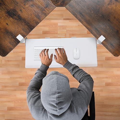 ETHU Corner Keyboard Tray Under Desk with Metal Rail, 26.8x11.8", White - color: White