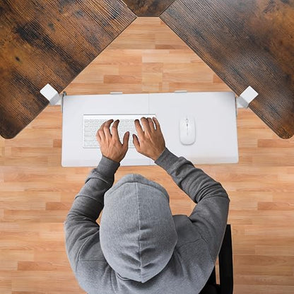 ETHU Corner Keyboard Tray Under Desk with Metal Rail, 26.8x11.8", White - color: White