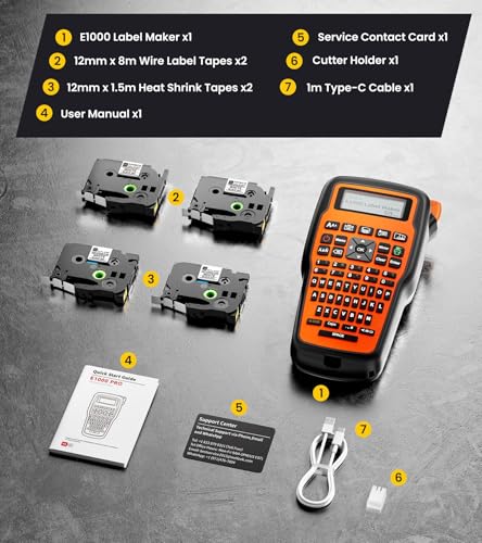 E1000 Heat Shrink Label Maker, Wire Label Maker Waterproof-Labels
