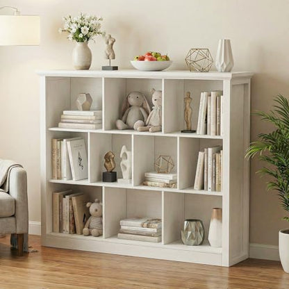 Unikito Cube Storage Shelf, Open Cube Bookshelf with Base, Warm White - color: Warm White, size: 10 Cube (50"W x 38.7"H)
