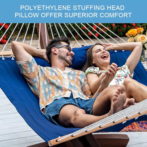 Lazy Daze Double Quilted Hammock with Pillow for Outside, Fit 13-15Ft Stand - color: Navy Blue