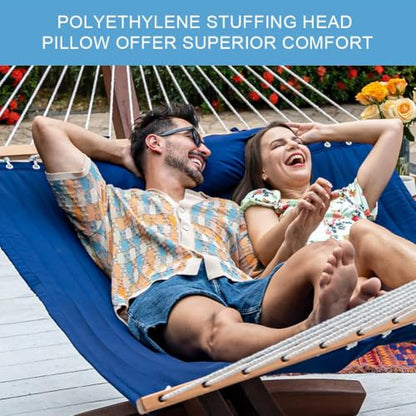 Lazy Daze Double Quilted Hammock with Pillow for Outside, Fit 13-15Ft Stand - color: Navy Blue