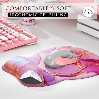 MROCO Ergonomic Mouse Pad with Gel Wrist Rest, 9.4 x 8.1 in, Pink Marble - color: Pink Marble