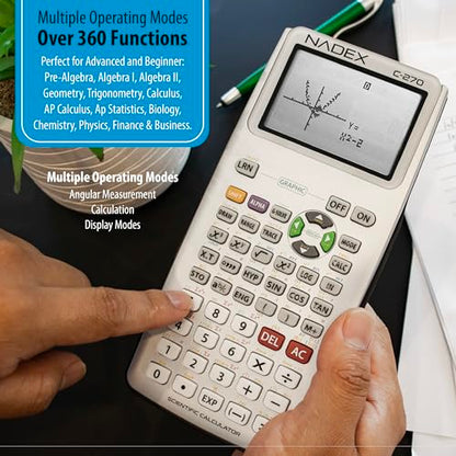 Scientific Calculator with Graphing, Includes Carrying Case, for College and High School Students, Calculus, Algebra, Geometry, Trigonometry, Statistics, Physics, Chemistry, Silver - color: Silver