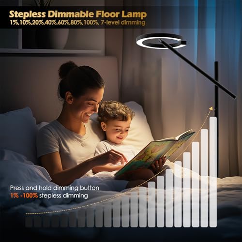 12000 LUX Light Therapy Lamp, UV-Free LED Floor SunLight Lamp, Happy Lamp | 1440lm 24W Full Spectrum Sun Lamp, Touch & Remote Control, 4 Color Temps 7 Brightness, Standing Task Lamp Reading Floor Lamp - style: Standard (H1B)