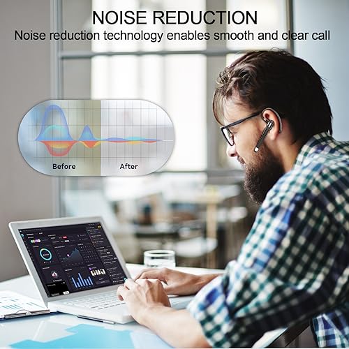 Bluetooth Headset,Wireless Bluetooth Earpiece with 400mAh Charging Case