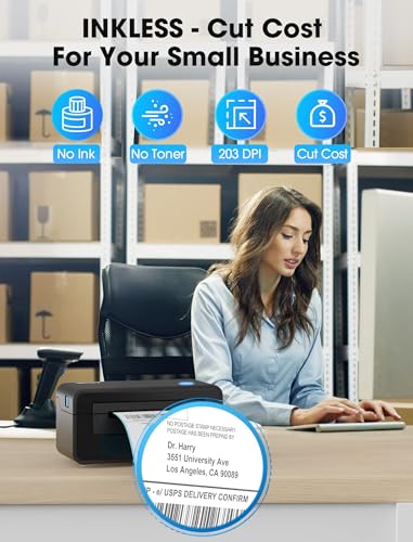 iDPRT Bluetooth Thermal Shipping Label Printer for Phone, 4x6, Supports Windows/Mac/iOS/Android, Ideal for Small Business and Shipping Packages (Renewed)