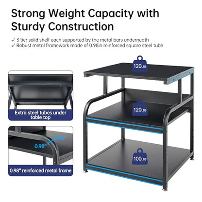 Fannova 25.6"x23.6" Extra Large Printer Stand with Adjustable Storage Shelf - color: Black, size: 25.6"W x 23.6"D x 30.9"H